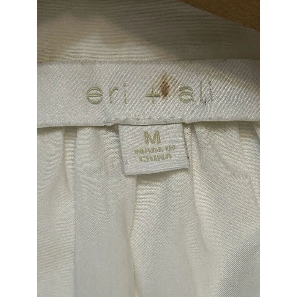 White Cotton Blouse with Floral Lace Bell Sleeve Romantic‎ Victorian Style Top Size M - Image 10