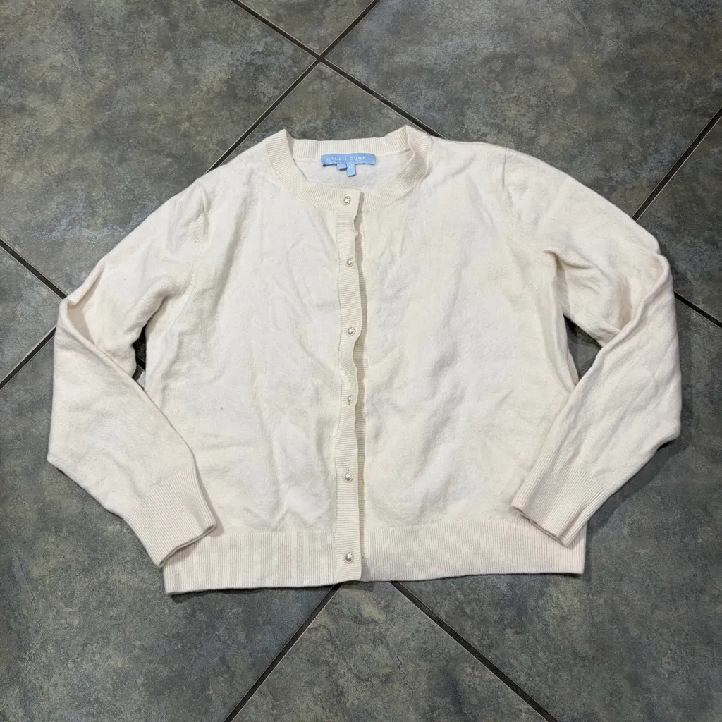 Hill House Home Audrey 100% Merino Wool Crème Cardigan Tank Set Sz L Old Money - Image 4
