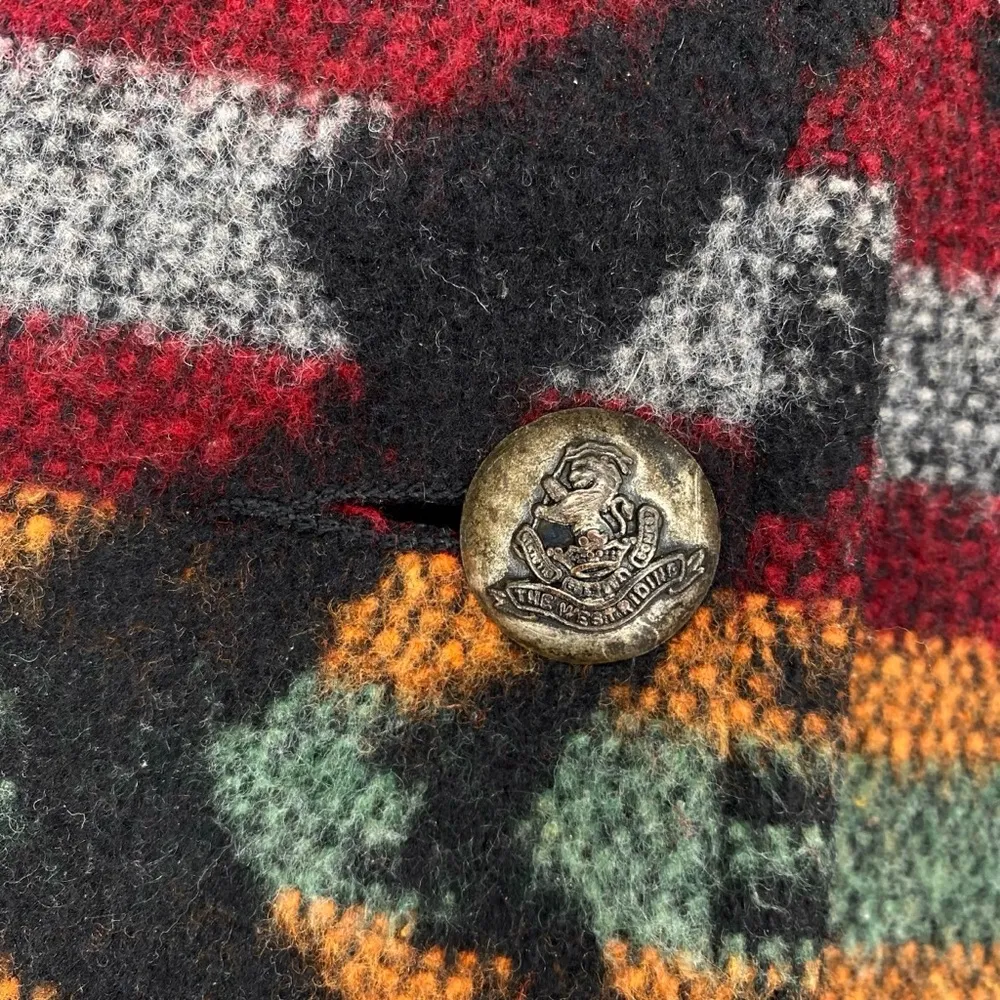 Vintage Sue Brett Southwestern Aztec Wool Shacket Jacket WW1 Military Buttons Red Size 1X - Image 11
