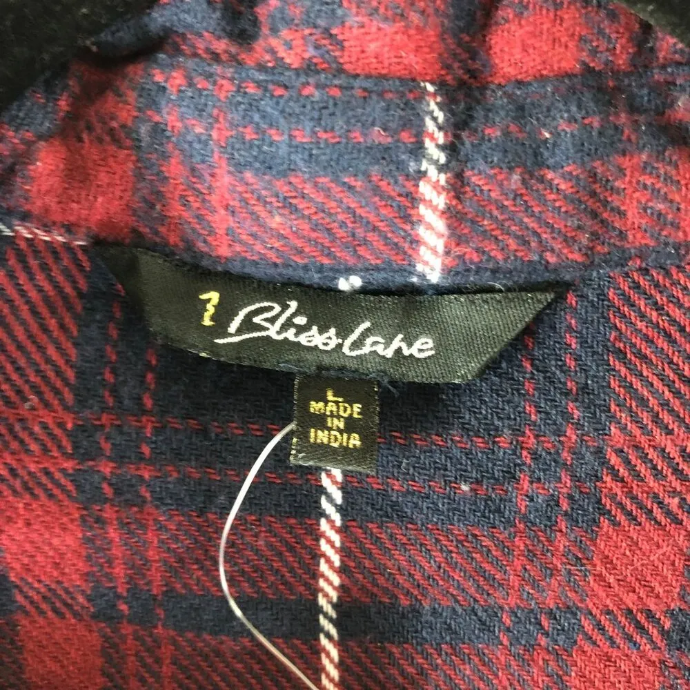 1 BlissLane Womens Red & Blue Plaid Button - Image 3