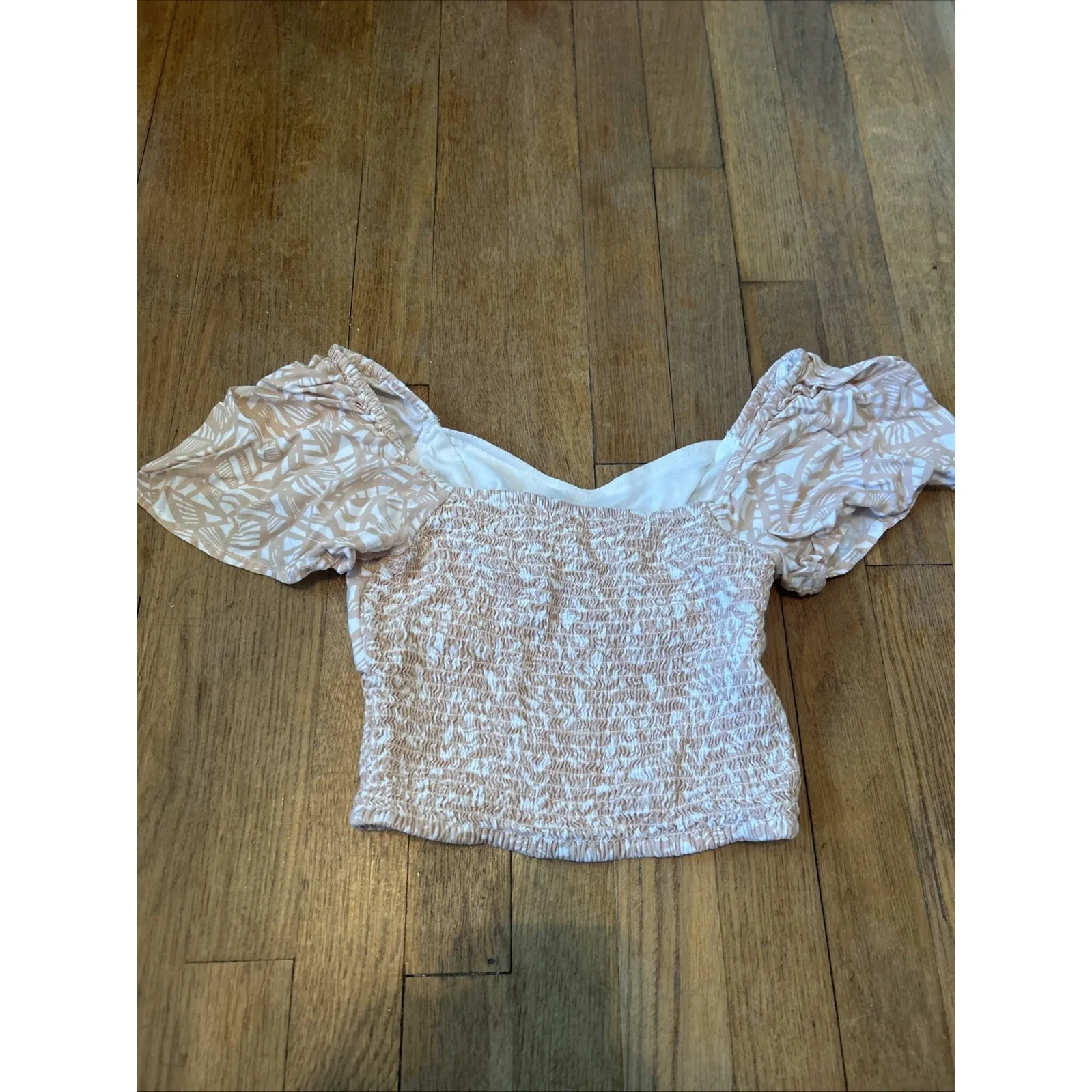 Smocked Crop Top Tropical Lightweight‎ Women XS Jopana Lined Bralette Babydoll - Image 4