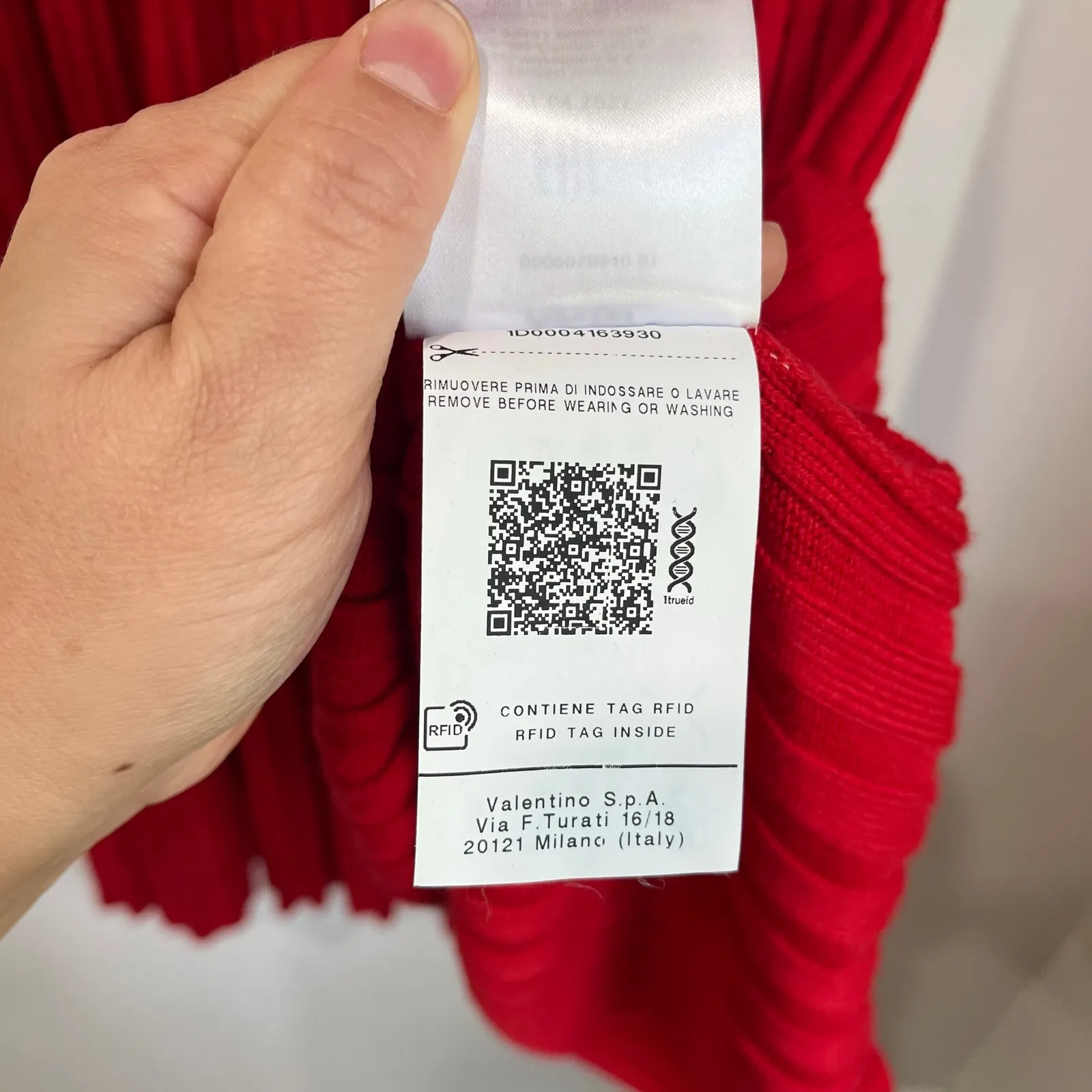 Red Valentino Striped Ribbed Wool Knit Pleated Mini Dress Bow Holiday M - Image 4