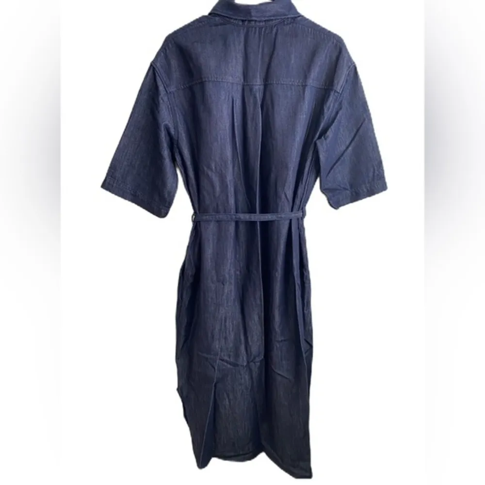 COS  Belted Denim Midi Shirt Dress in Navy, Size 6 - Image 6