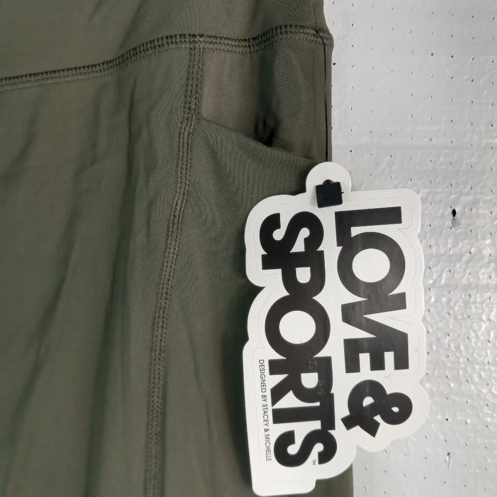 Love & Sports XXL Olive Workout Athleisure Pocketed Leggings Pants NEW Green - Image 7