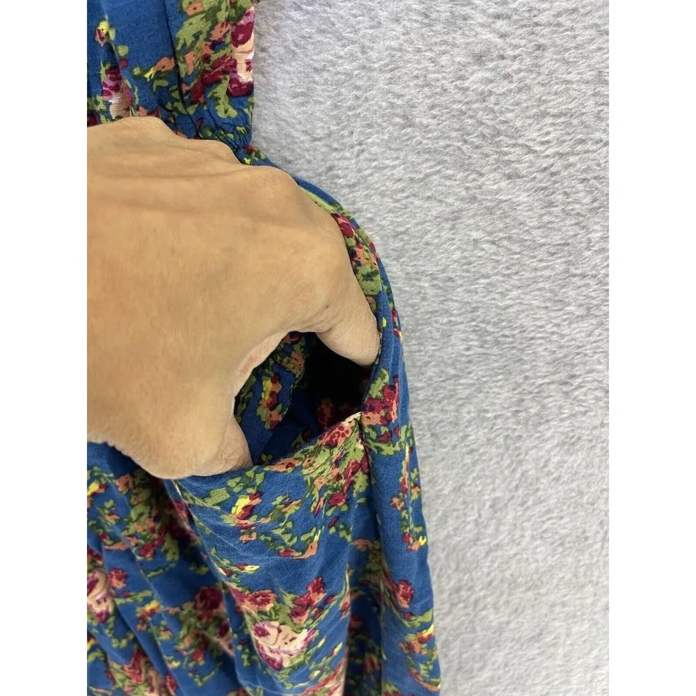 Unbranded Women's Jumpsuit Pants Sleeveless Teal Floral Small Ruffle Front - Image 7