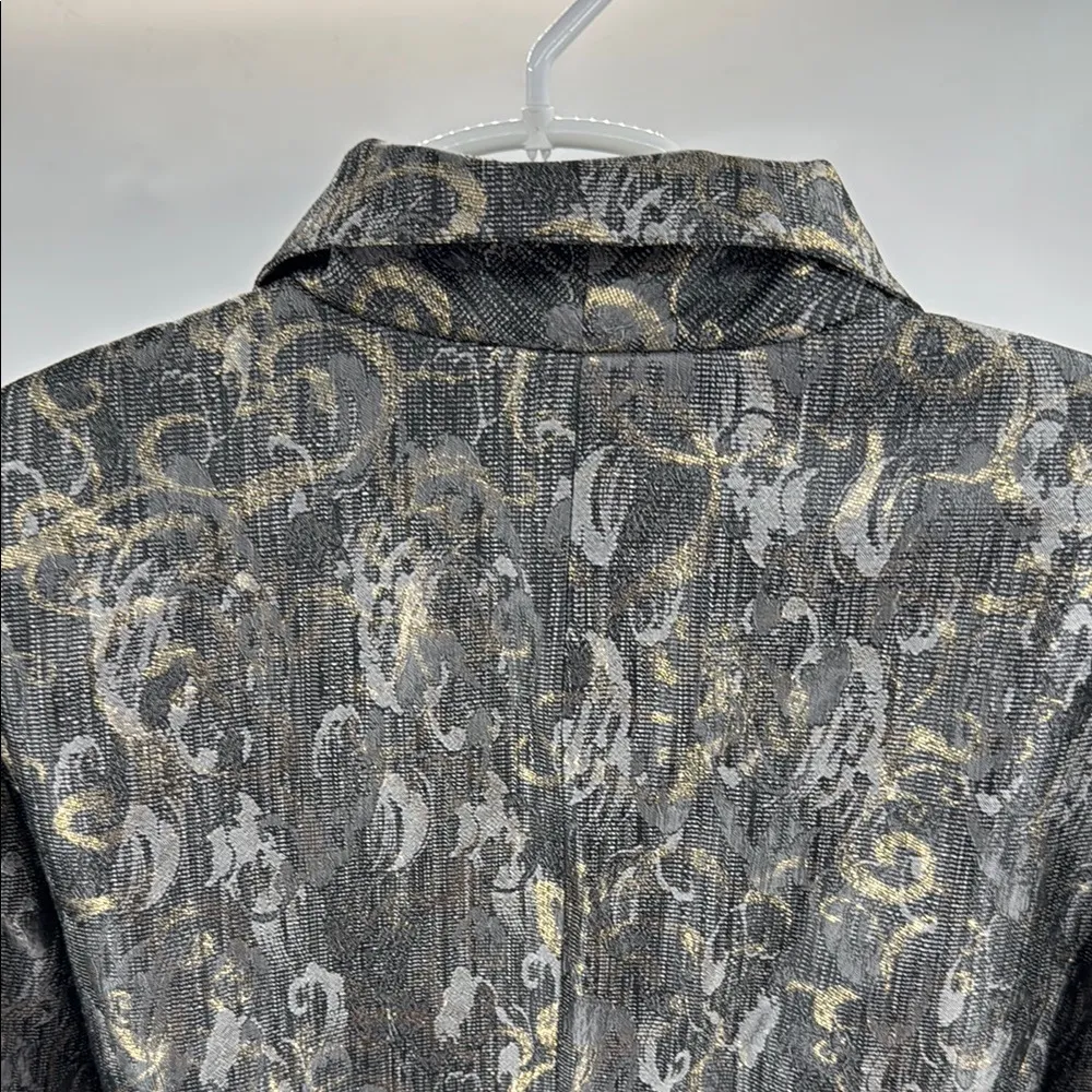 Chico's Gold Black silver Casual zip front lined jacket blazer metallic XL 3 - Image 3