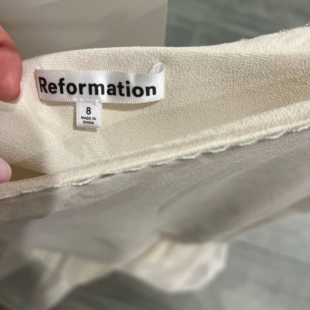Reformation  shimmery white slip skirt - Image 3