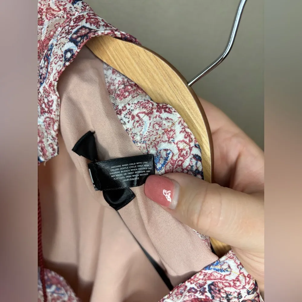 Aqua Paisley Shimmer Smocked Chiffon Dress Size S - Image 10