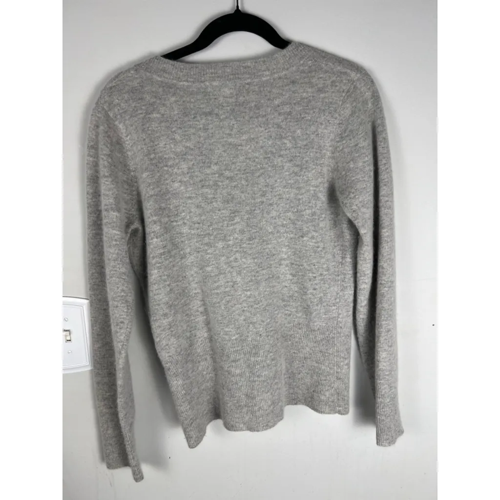 Lucy & Laurel Wrap Sweater | Medium | Gray Lambswool Angora Satin Bow Luxury - Image 6