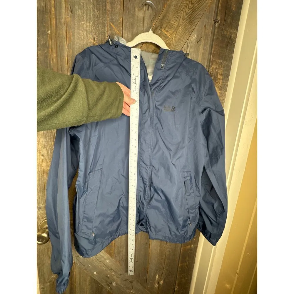Jack Wolfskin Women's XL Texapore Hooded Rain Jacket Dark Blue Full Zip - Image 3