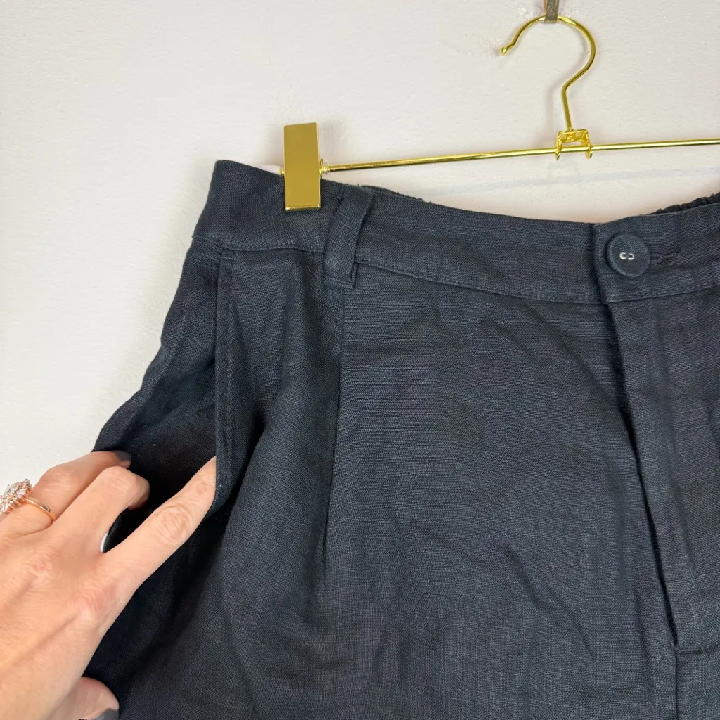 Garnet Hill Linen Trouser Shorts Black Size 6 - Image 3