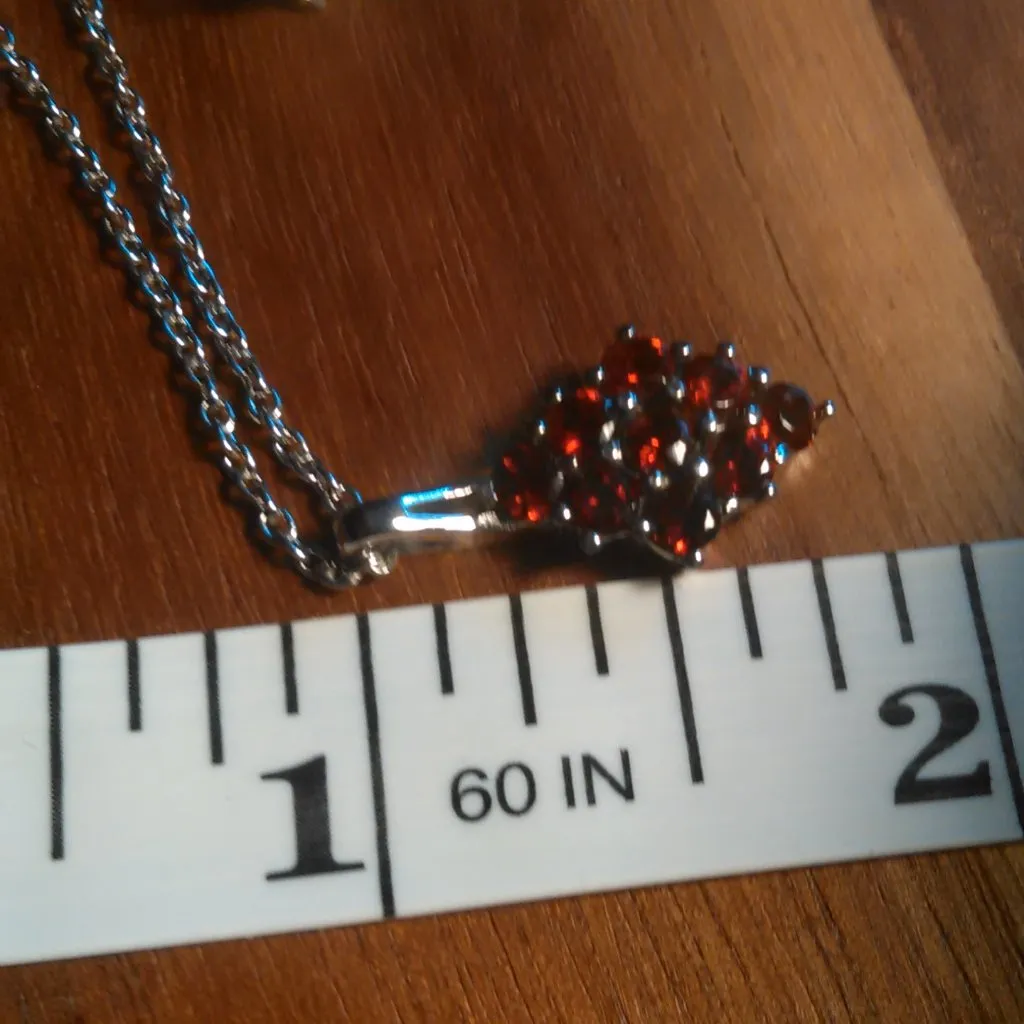 Mozambique Garnet Stainless Steel Pendant Necklace - Image 2