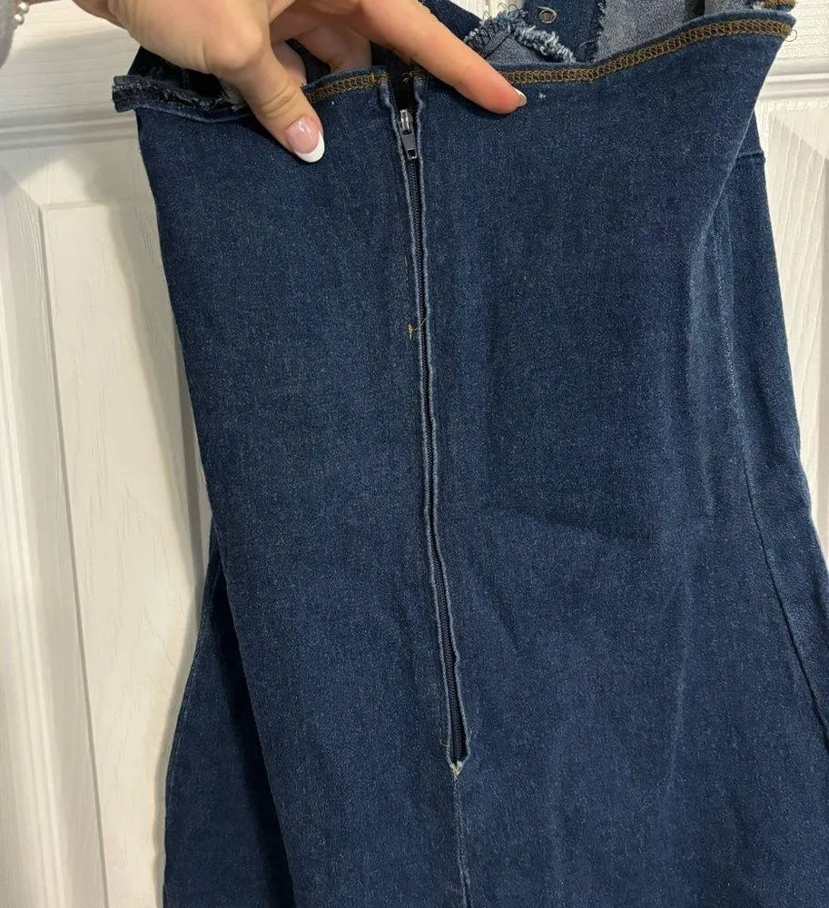 Vintage Dark Wash Denim Mini Dress - Image 6