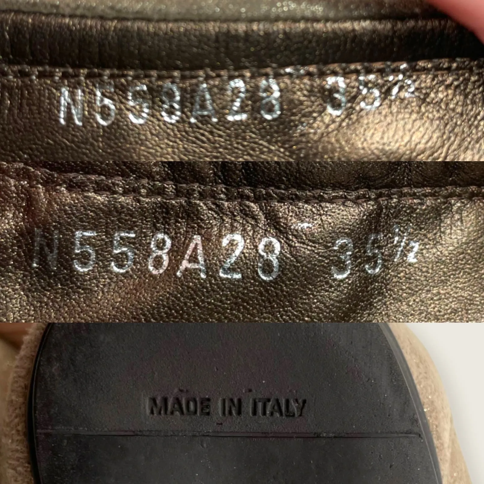 AGL Shimmer Tan Suede Leather Chain Snakeskin Cap Toe Ballet Flat Italy 35.5 5.5 - Image 9