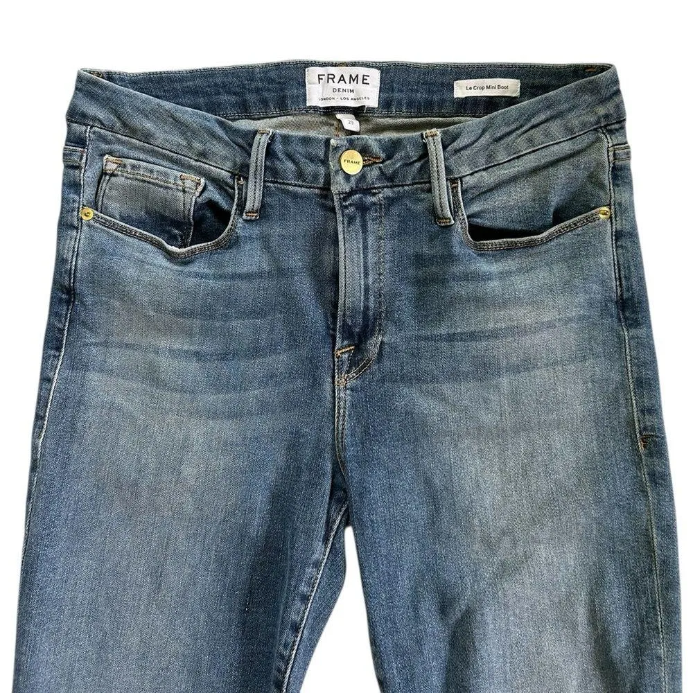 Frame Denim Le Crop Mini Boot Flare Raw Hem Two Tone Jean size 29 - Image 8