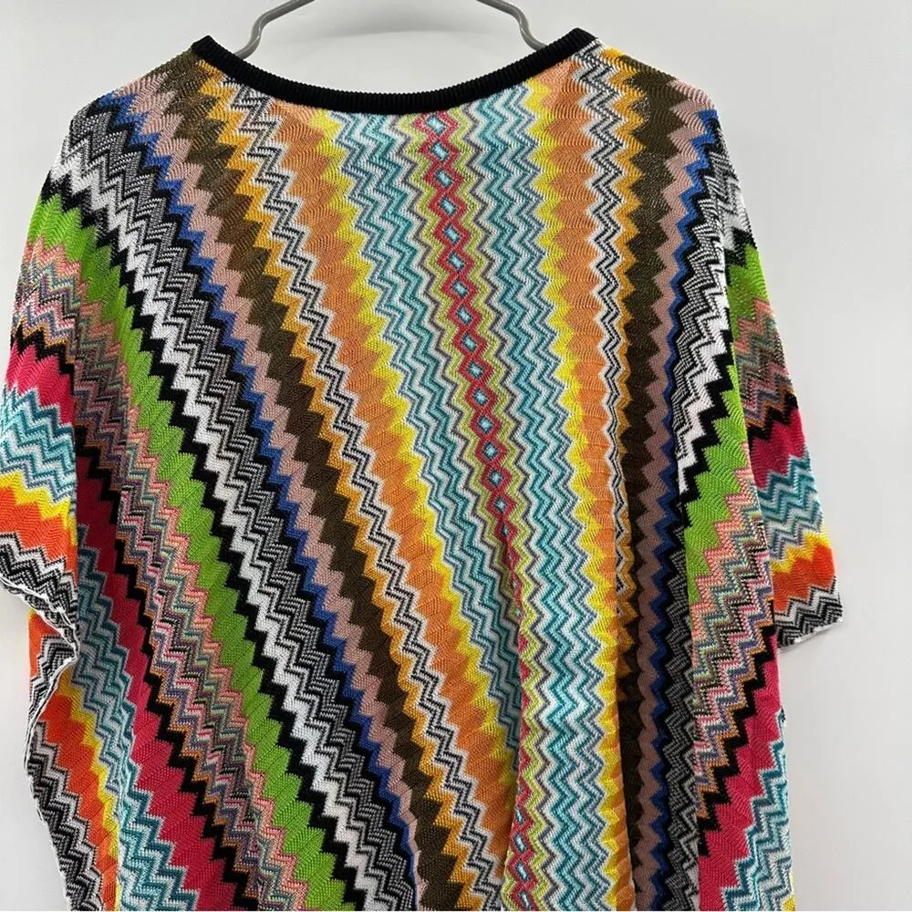 Missoni Multicolor Rainbow‎ Chevron Fringe Pullover Poncho One Size NEW - Image 4