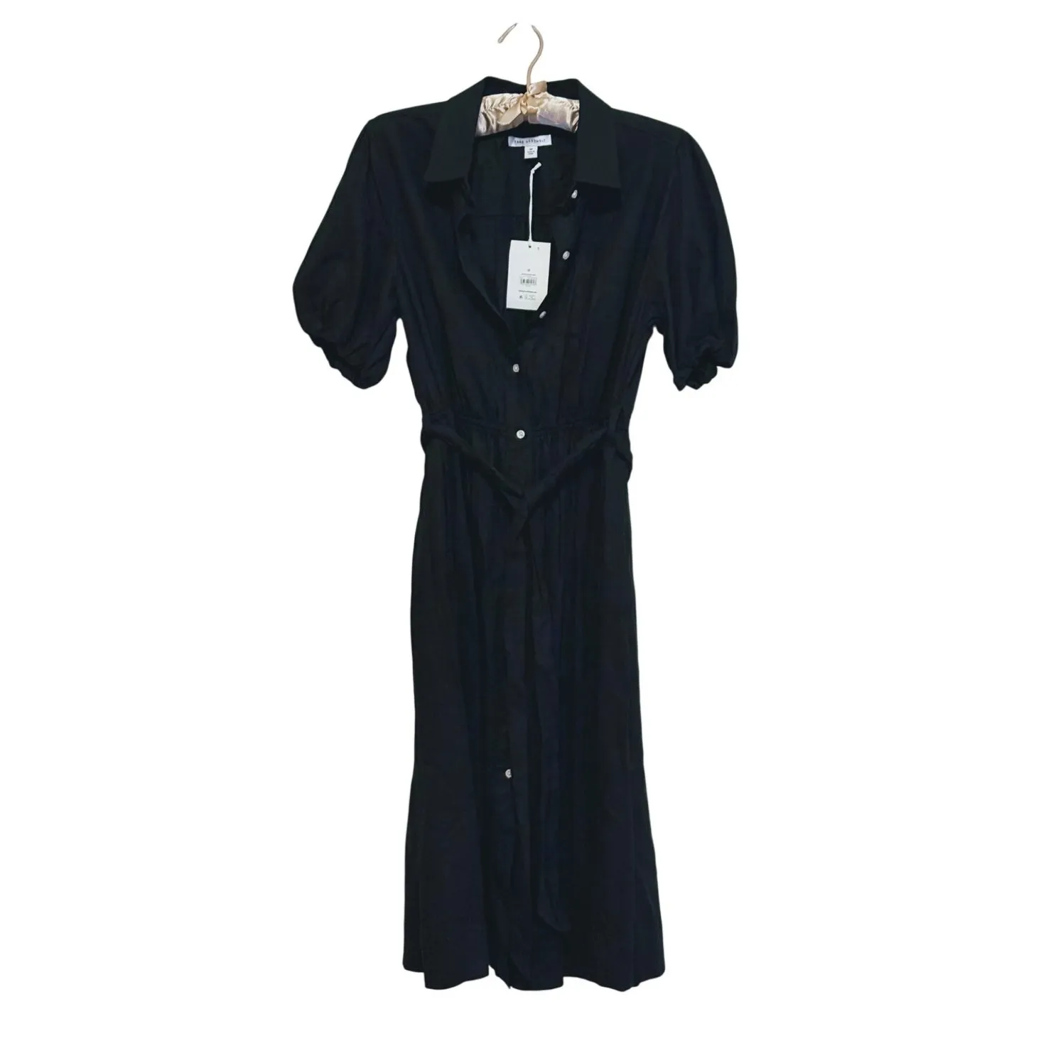 NWT Babydoll Milkmaid Puff Sleeve Shirt Dress Medium Black Whimsigoth Cottage - Image 2