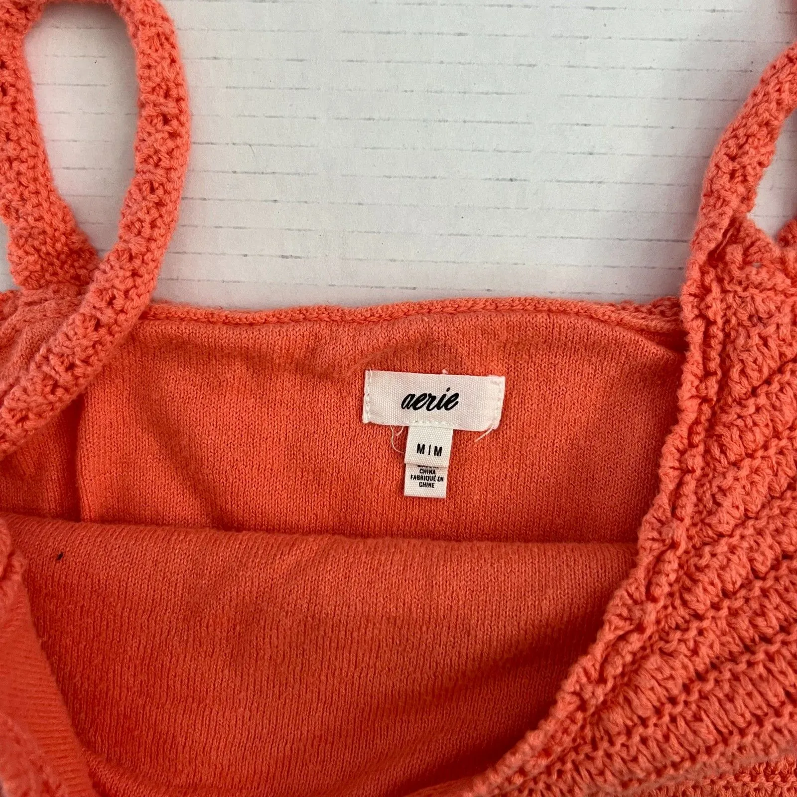 AERIE Orange Summer Nights Crochet Cotton Cropped Tank Top Womens Medium - Image 4