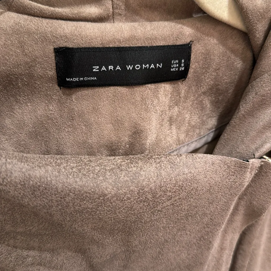 ZARA  suede feel tan zip up jacket EUC - Image 2