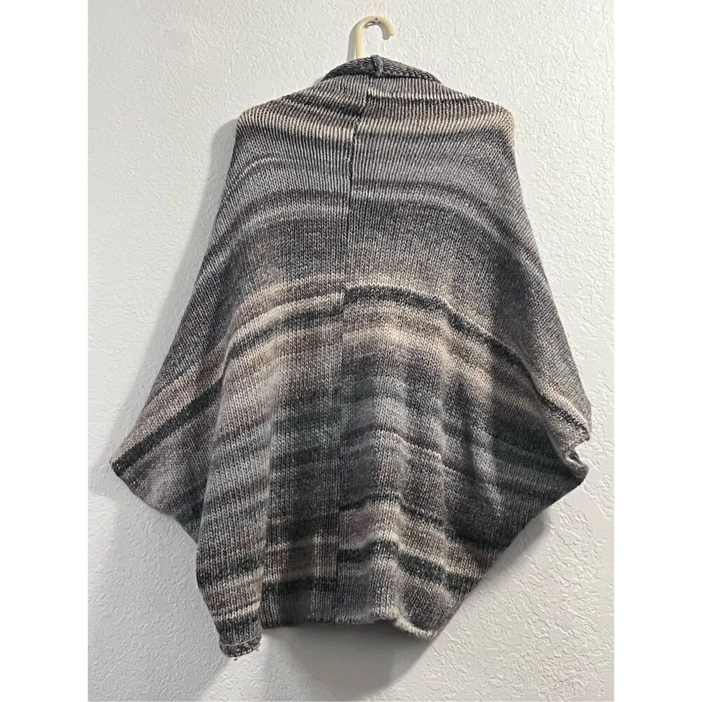 Linemaglia Shrug Cardigan Sweater Women M Stripe Gray Wool Fall Cozy Knit Winter Size M - Image 4