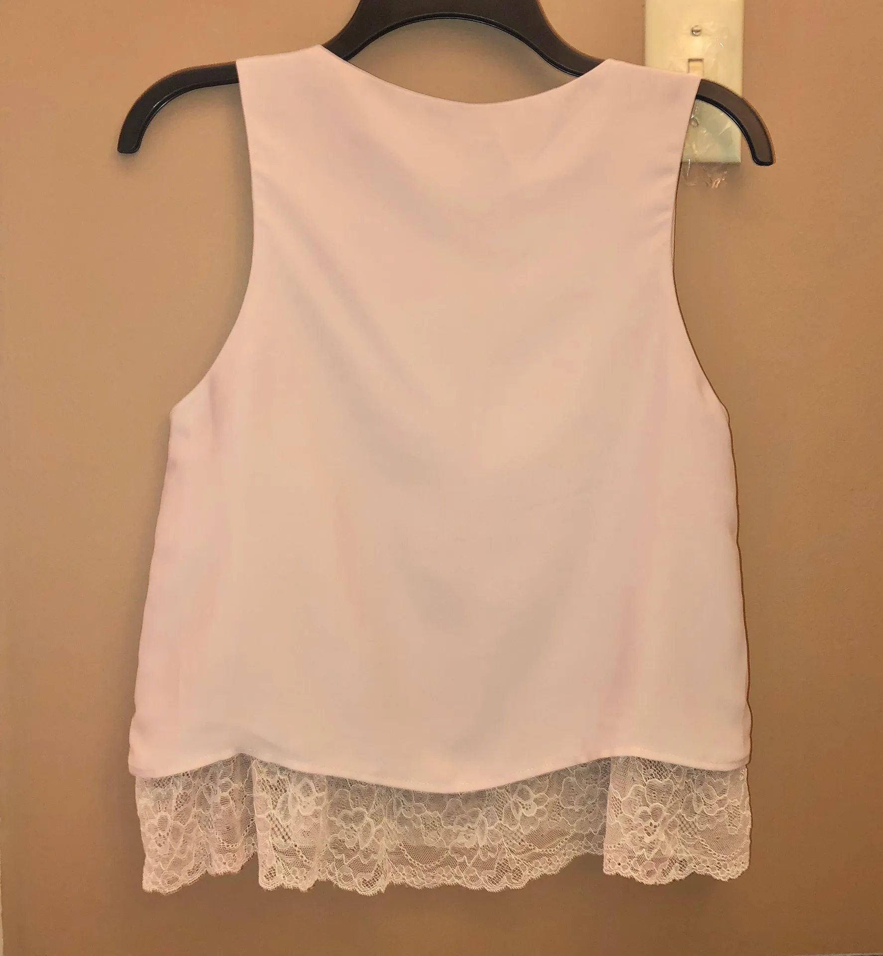 Basic Lace Hem Layered Tank Top Nude Blush XS - Image 3