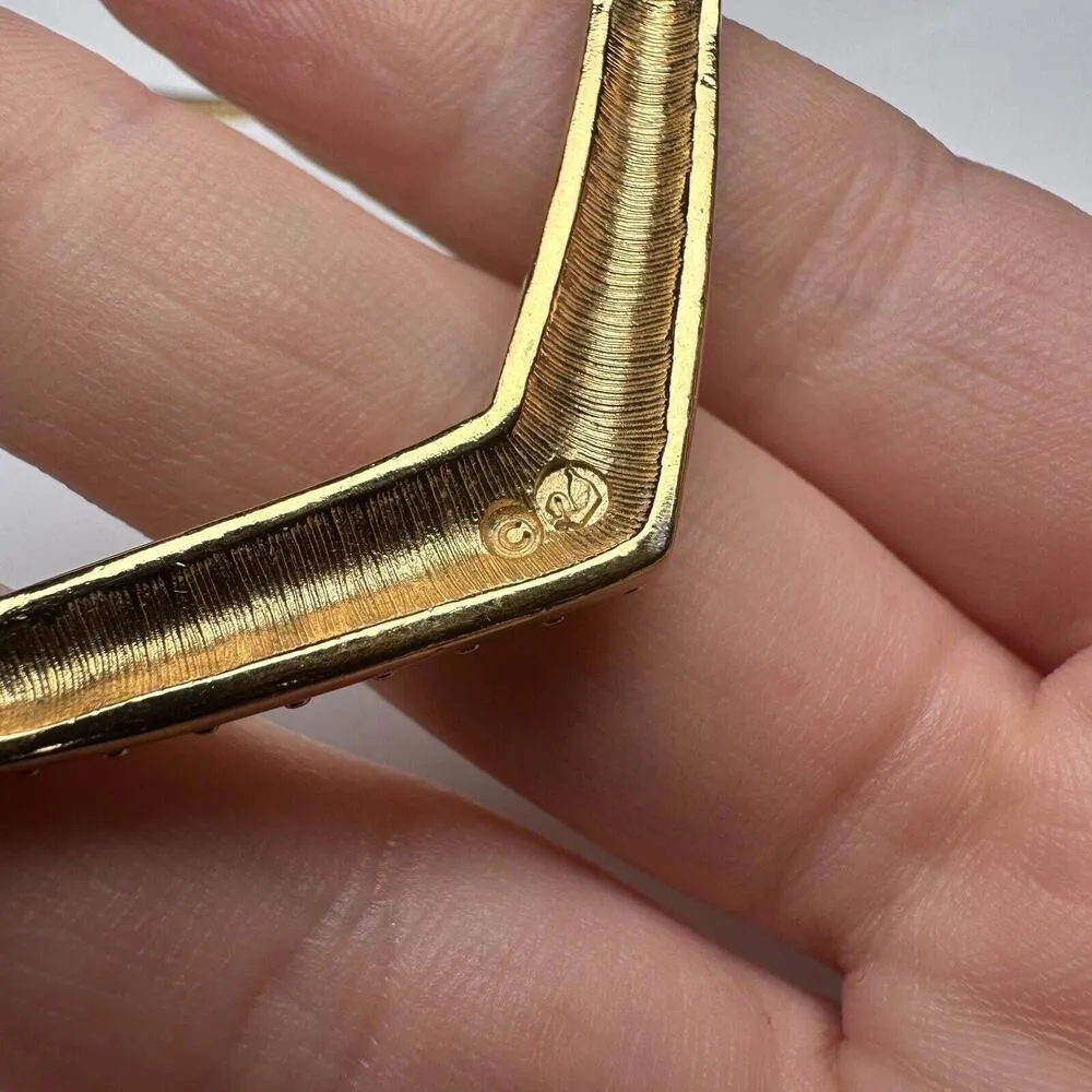 Swarovski (Swan Signed) Crystal & Black Enamel Gold Tone Necklace - Image 7