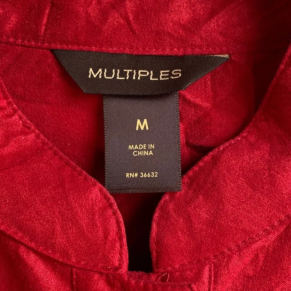 Women's‎ Vintage Multiples red crepe gold button jacket blazer sz M - Image 5