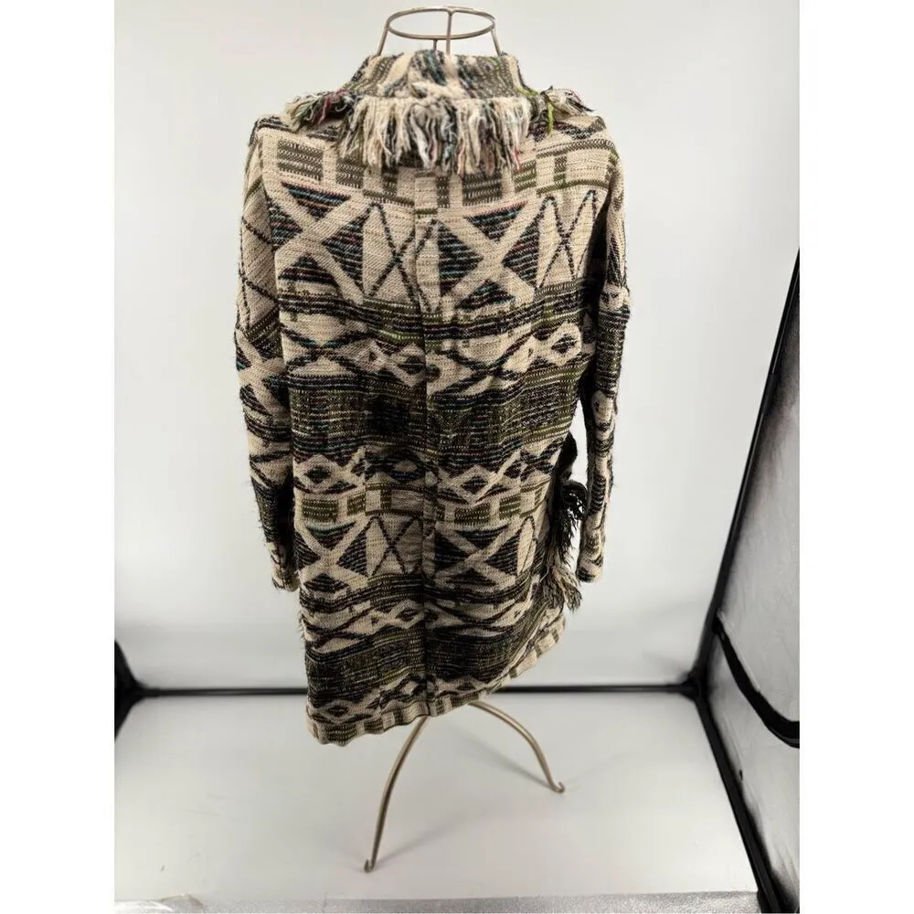 Zara Outerwear Womens Cardigan Southwest Multicolor Beige Long Sleeve XS-S New - Image 12