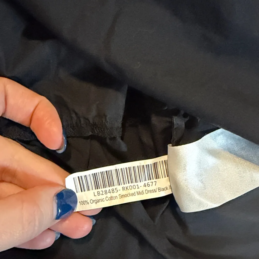 Quince Black Organic Cotton Smocked Midi Dress Sz S - Image 5