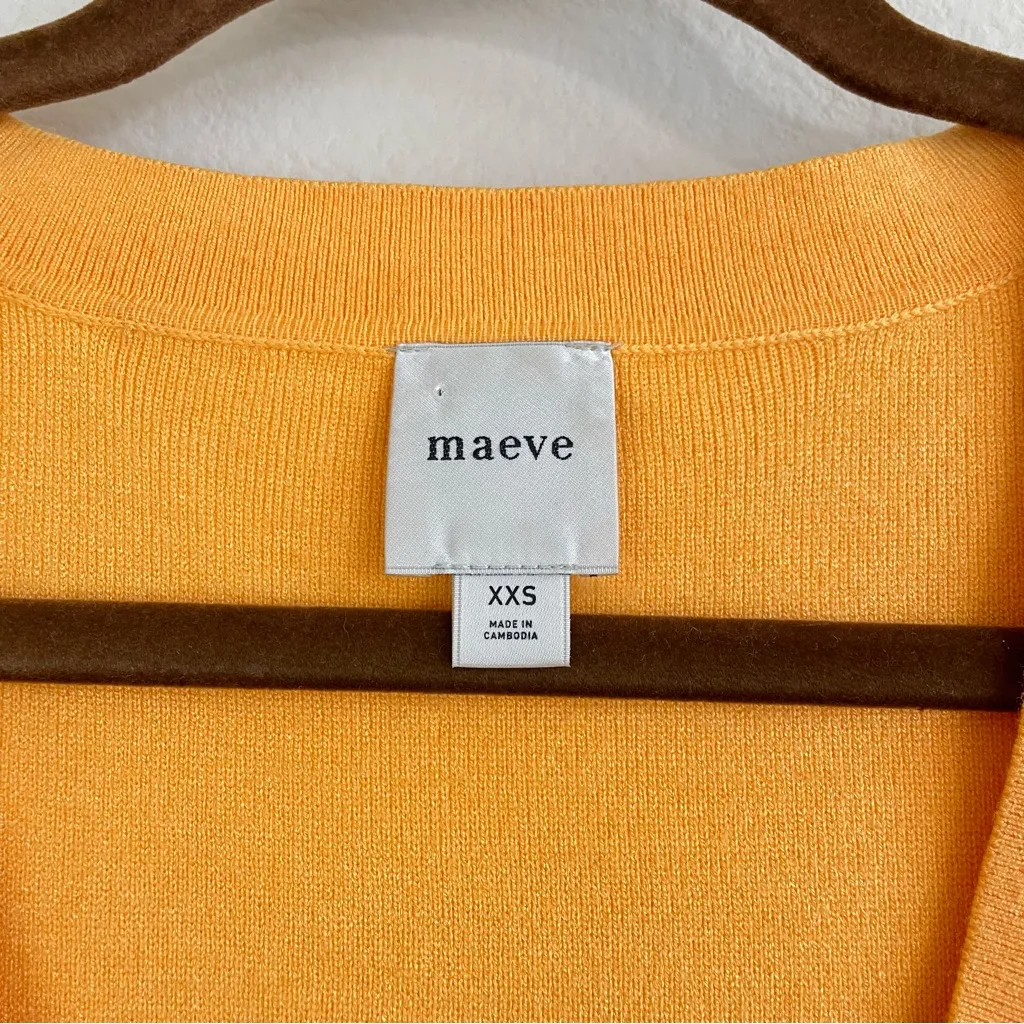 Maeve by Anthropologie Slouchy Cardigan Sweater Vest In Orange Size XXS - Image 4