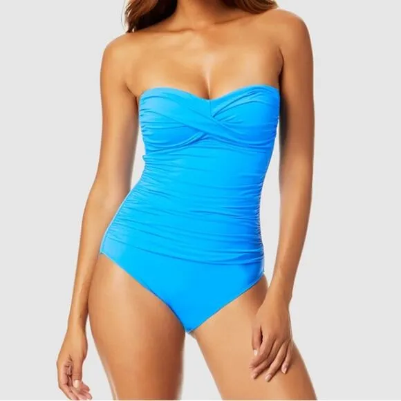 Anne‎ Cole $88 Twist-Front Ruched One-Piece Swimsuit 8 M - Image 5