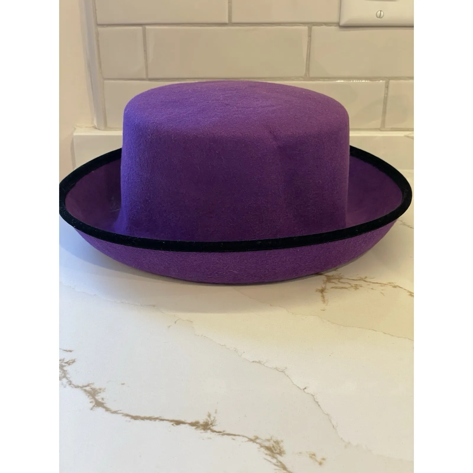 Vintage Street Smart Felt Betmar Hat Women Purple Black 100% Wool Kettle Brim - Image 3
