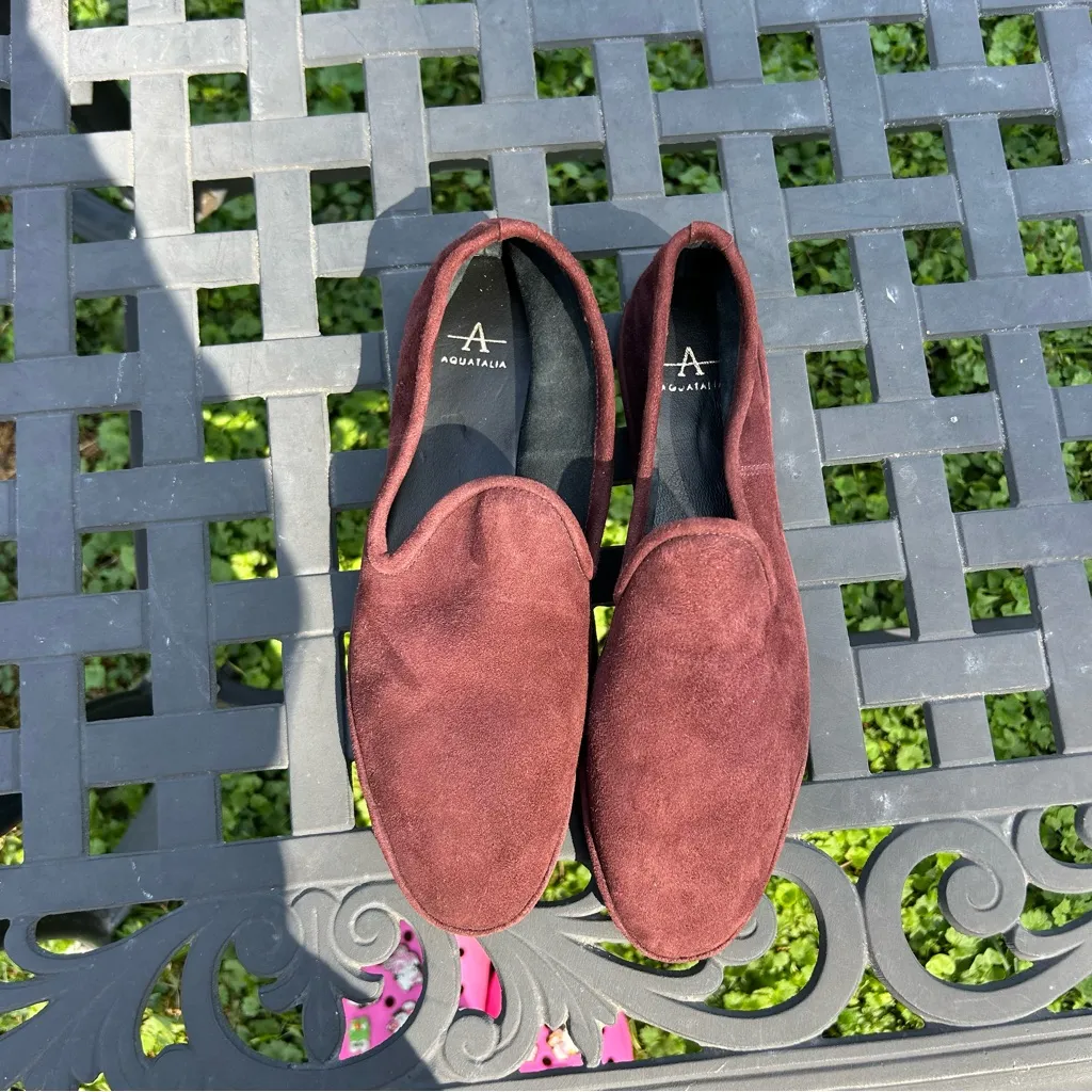 Aquatalia Size 8.5 Suede Made In‎ Italy Ballet Flat Loafers burgundy - Image 8
