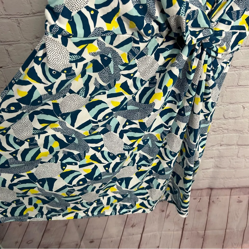 Land's End faux wrap flared fish printed active dress size XL nautical preppy - Image 4