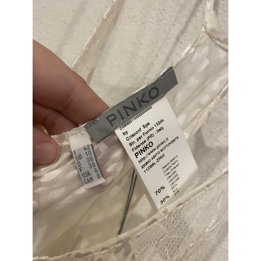 Pinko Dress Womens 6 Sheer Animal Print Sleeveless Overlay Made Italy White - Image 2