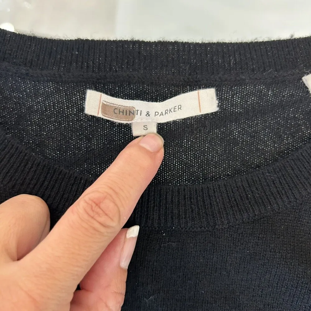 CHINTI & PARKER Womens Mexican Kiss Sweater $415 Long Sleeve Size Small Snakes Black - Image 10