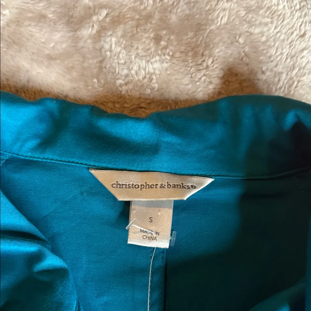 Christopher & Banks Teal Ruffle Vest - Image 3