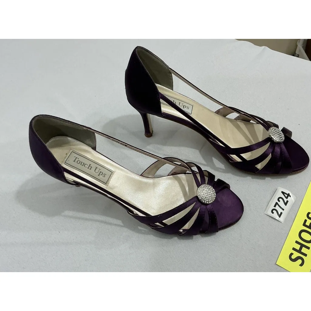 Womans Touch Ups Purple 9 M Slip On Strappy Open Toe Heel Pumps Rhinestone - Image 2
