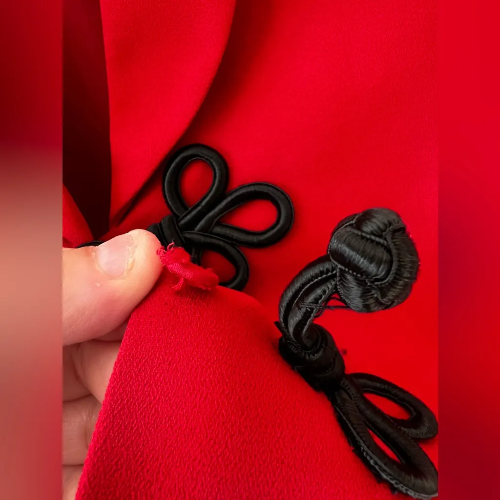 Le Suit Women’s Red‎ 90s Vintage Jacket Blazer With Black Toggle Size 8 - Image 9