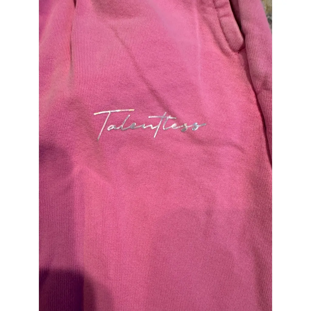 Women's Talentless Pink Silver Script Track Pants Joggers Size S - Image 5