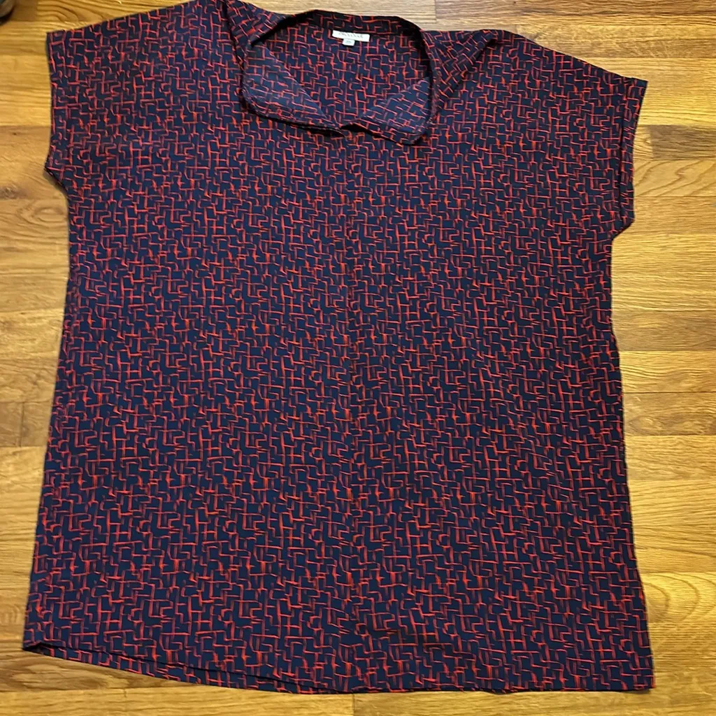 Prologue Women’s XXL Short Sleeve Blue Red Geometric Print Tunic Mini Dress - Image 2