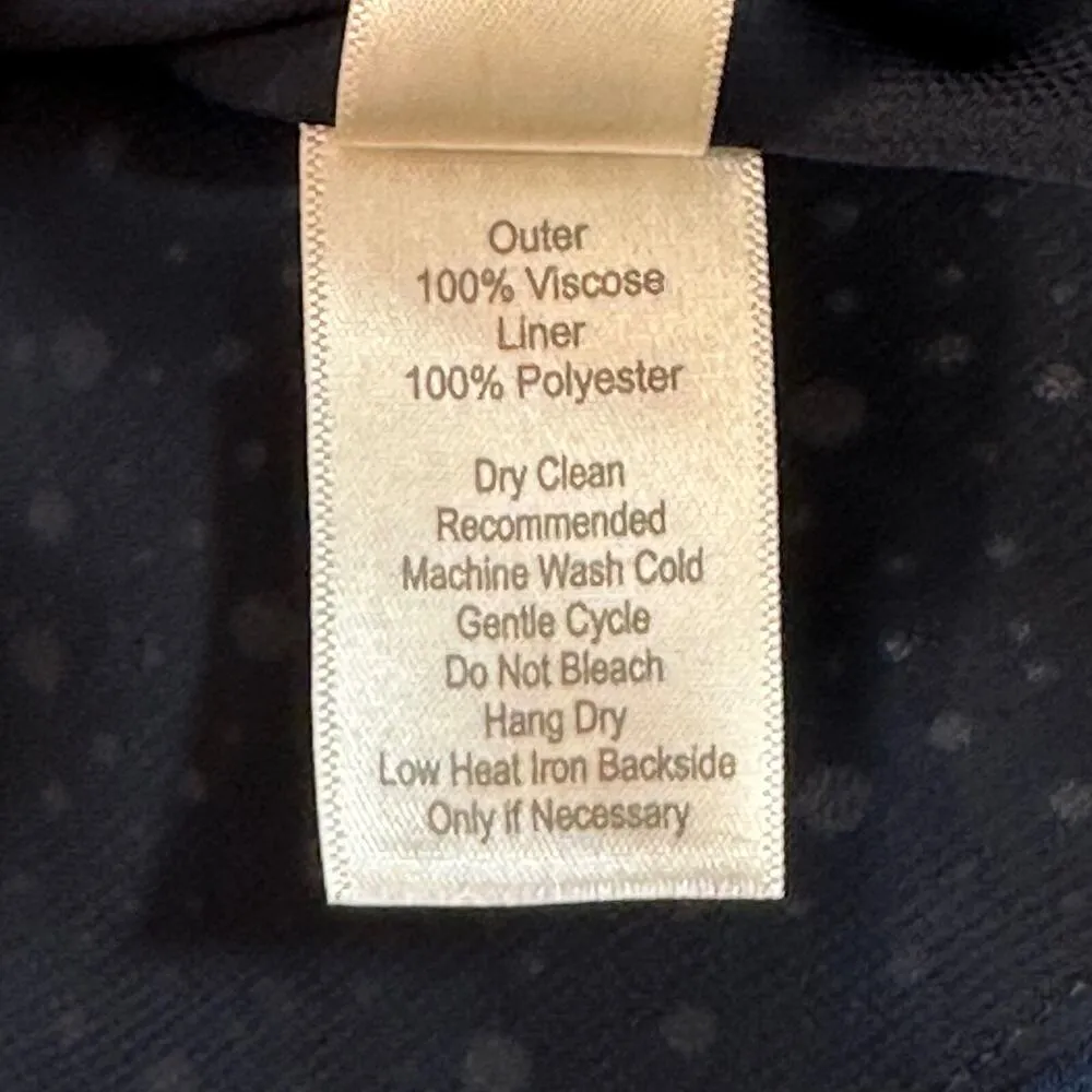 Ecru Puff Sleeve Blouse Women's X-Small Blue/White V-Neck Ruffle Polka Dot Pleat - Image 8