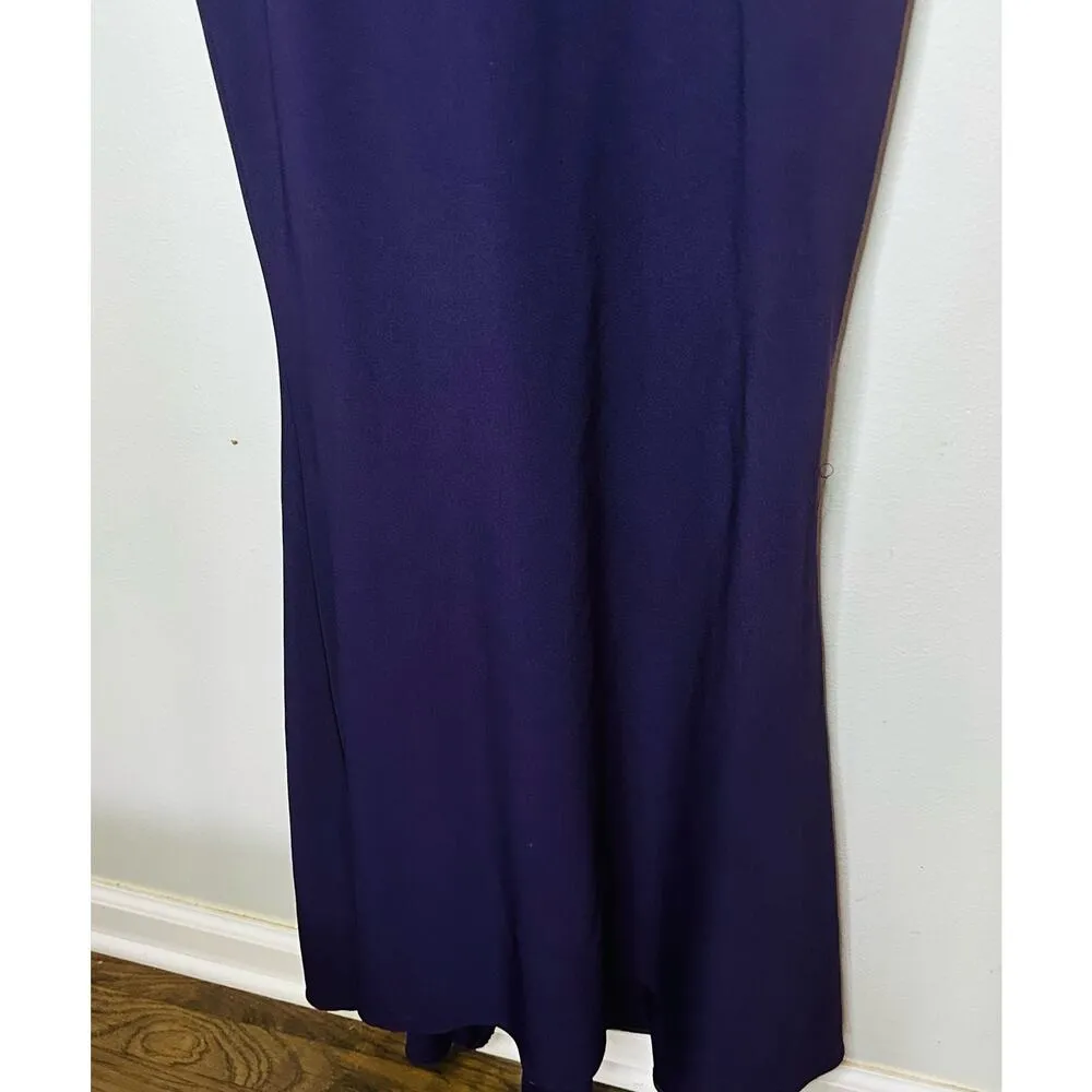 JS COLLECTION Eggplant Purple Lace Back Mermaid Ottoman Style Gown Dress - Image 14