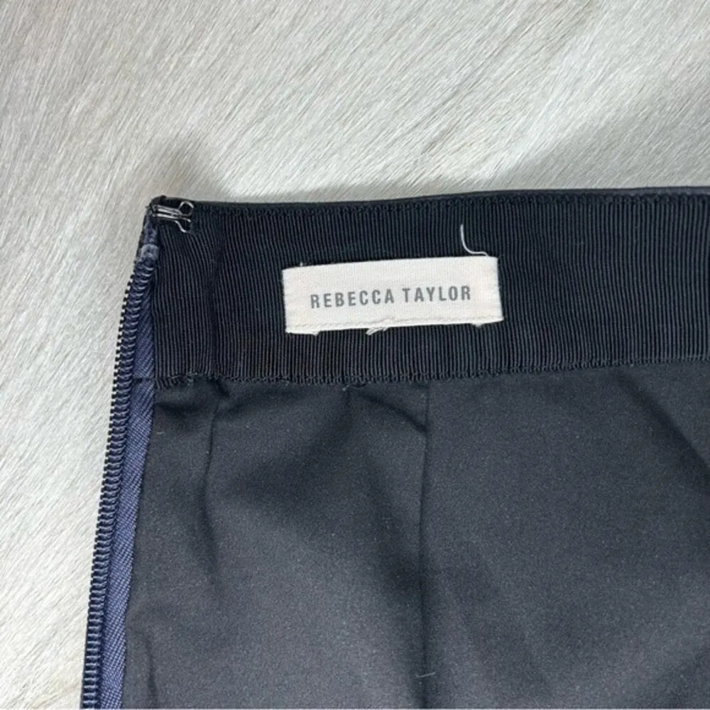 Rebecca Taylor blue vegan faux leather ruffle mini skirt women's size small 6 - Image 7