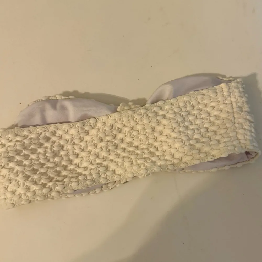 Strapless Cut Out Bandeau Bikini Top-Textured Beige Size Small - Image 10