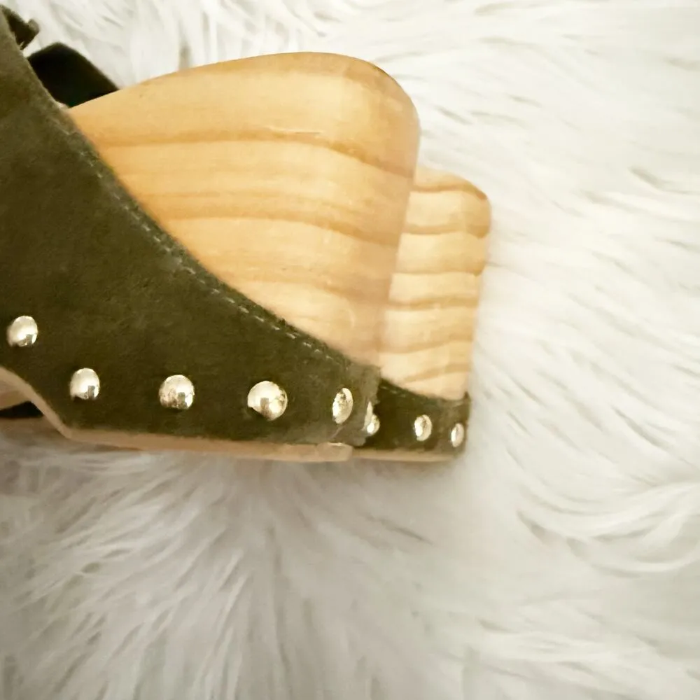 KELSI DAGGER x ANTHROPOLOGIE | Brooklyn Journal Clogs Olive Green Mules | Size 7 - Image 5