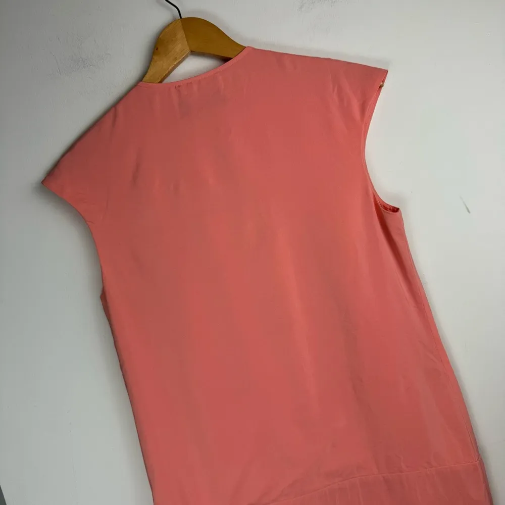 Magaschoni 100% Silk Peach Pink Shift Dress Sz 6 Colorblock - Image 14