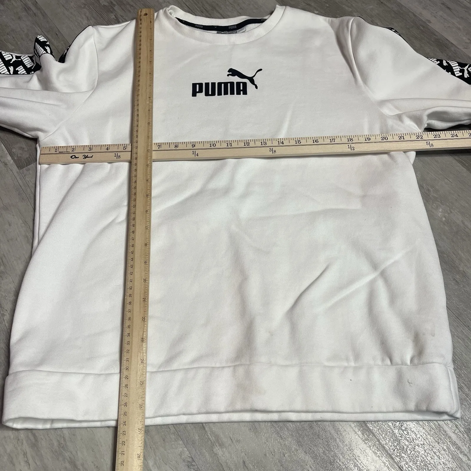 PUMA Crew Neck Spellout Jumper Sweatshirt Womens L White Bag 6‎ - Image 4