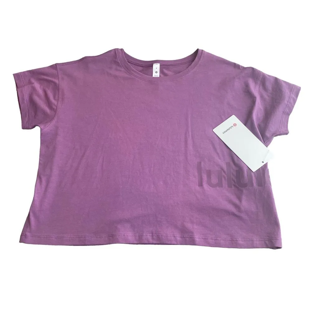 Lululemon Womens Size 6 Cates Tee Vintage Plum Purple Graphic Pima‎ Cotton New - Image 2