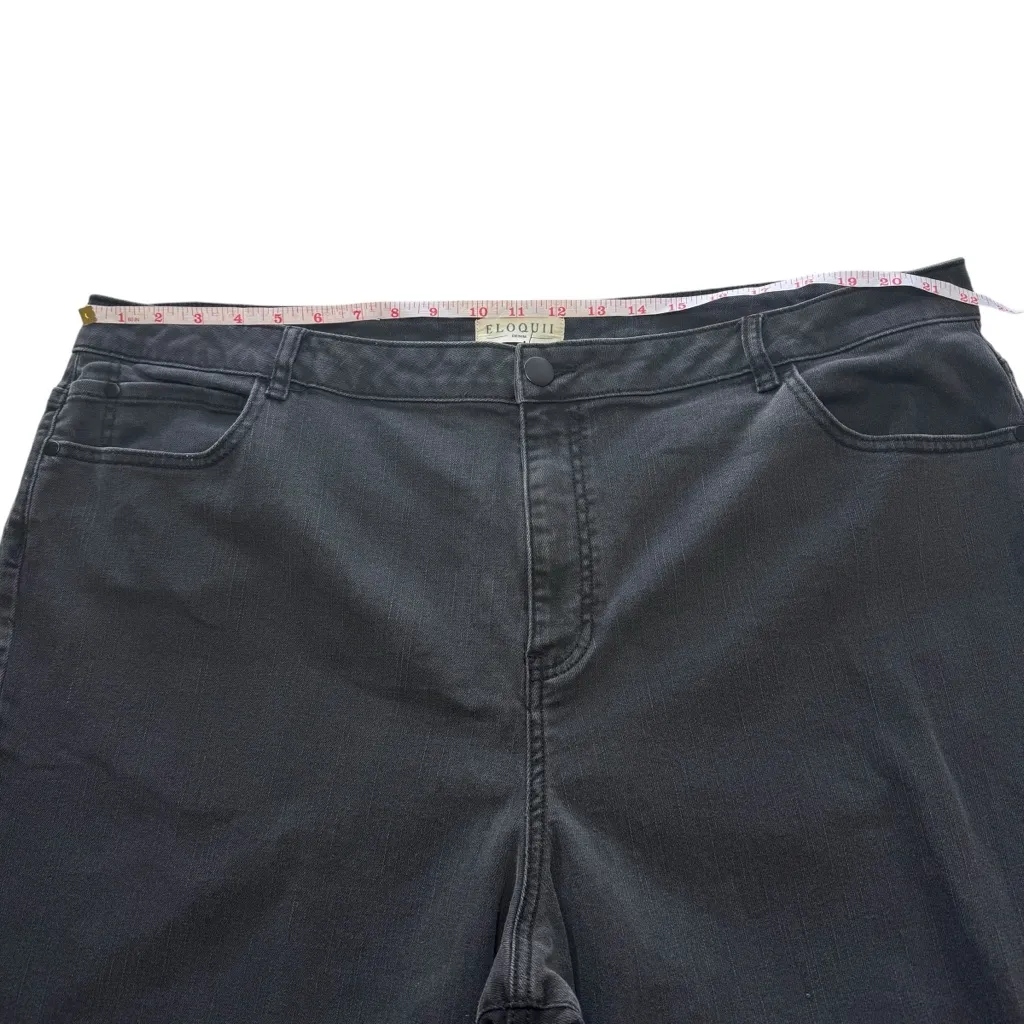 ELOQUII Washed Black Straight Jeans Stretch Distressed Busted Knee Plus Size 24 - Image 12